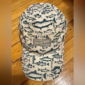 Callaway Men's Fishing Print Baseball Cap in Cream and Blue